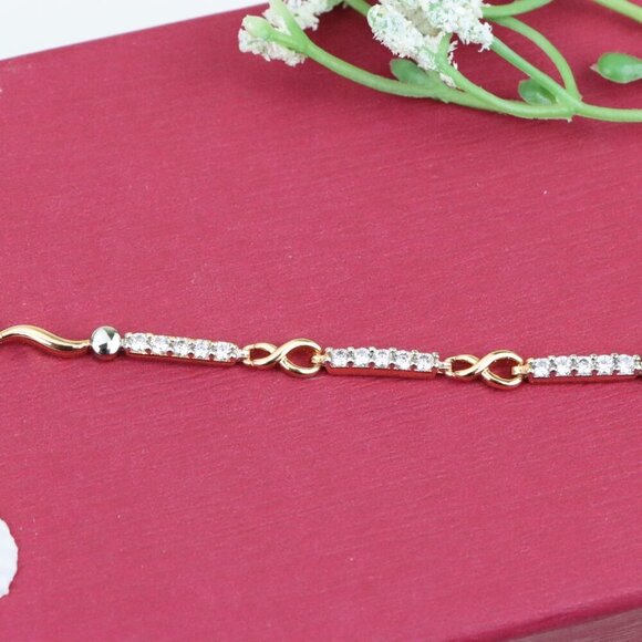 "Elegant Infinity Link Rose Gold & Silver Bracelet with Crystals, XPBL0849 - Picture 12 of 12